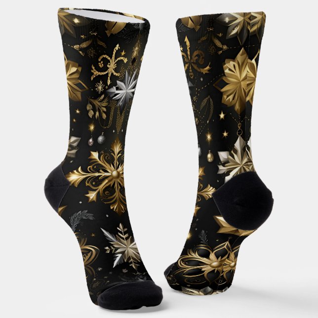 Chic Silver and Gold Schneeflocken Socken (Gewinkelt)