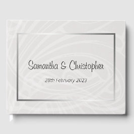 Chic Silver and Gray Damask Wirbel Hochzeit Gästebuch
