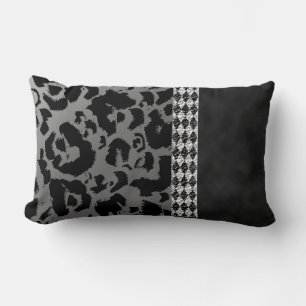 Chic Silver Black Leopard Print Wildlequin Lendenkissen