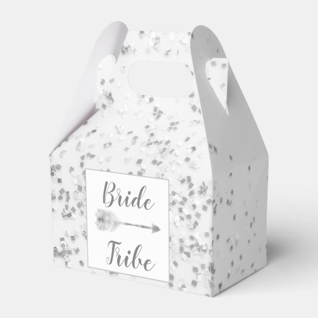 Chic Silver Confetti Bride Stamm Gevor Box Geschenkschachtel (Vorderseite)