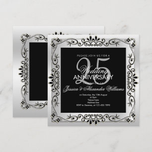 Chic Silver Decorative Gerahmt 25 Jahre alt Einladung