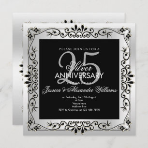 Chic Silver Decorative Gerahmt 25 Jahre alt Einladung