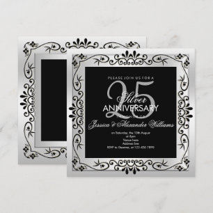 Chic Silver Decorative Gerahmt 25 Jahre alt Einladung