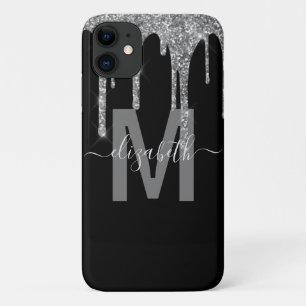 Chic Silver Drivers Glitzer Monogram Name Case-Mate iPhone Hülle