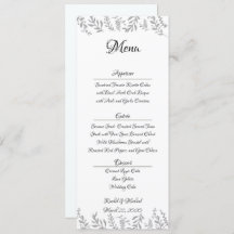 Chic Silver Foil Blätter Empfang Menu Card