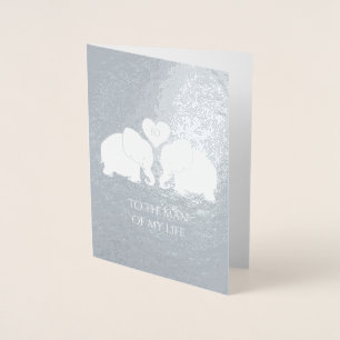 Chic Silver Foil Heart Elephants 10 Jahre alt Folienkarte