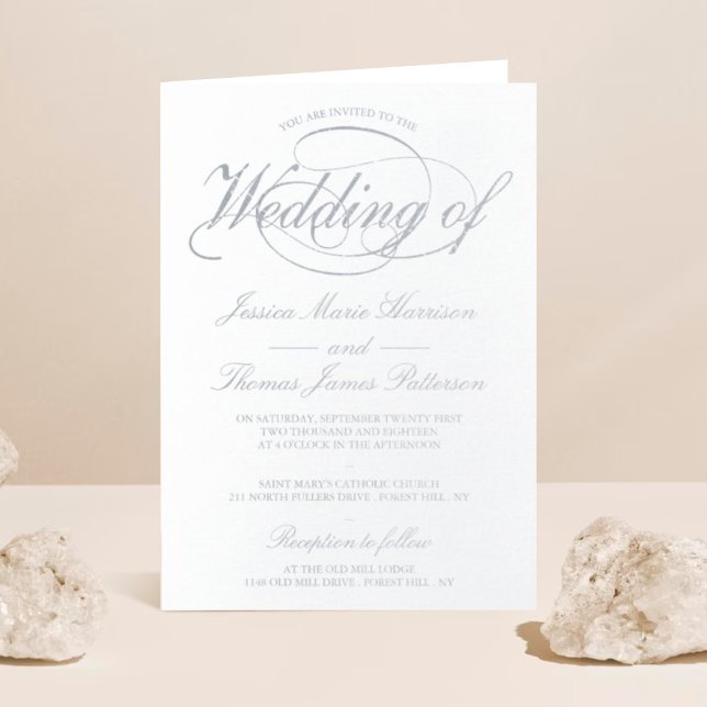 Chic Silver Foil Skript Faltding Hochzeit Einladun Folienkarte (Von Creator hochgeladen)