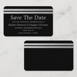 Chic Silver Foil Streifen Save the Date Karte