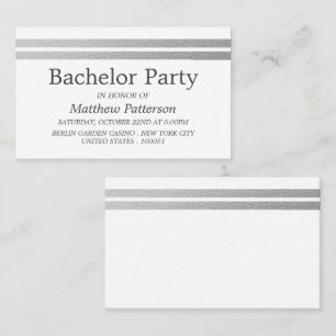 Chic Silver Foil Stripes Bachelor Party Ticket