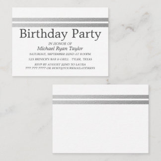 Chic Silver Foil Stripes Birthday Party Ticket
