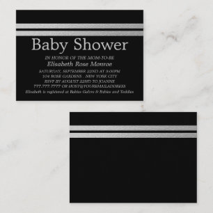 Chic Silver Foil Stripes, Black Baby Shooting Tick Visitenkarte