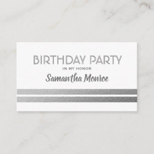 Chic Silver Foil Stripes, Geburtstagsparty Ticket Begleitkarte