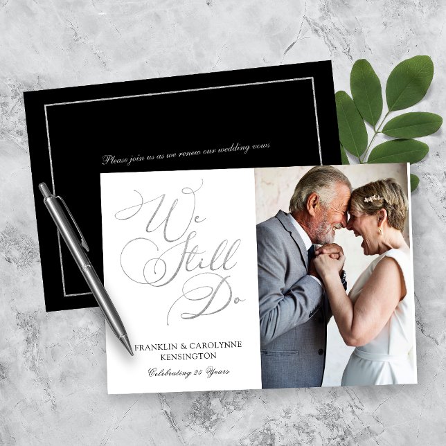 Chic Silver Foil Wedding Jubiläum Vow Renewal Einladung (Von Creator hochgeladen)