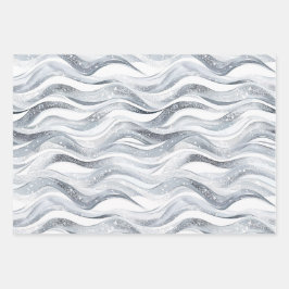 Chic Silver Glam Abstrakt und floraler Geburtstag Geschenkpapier Set