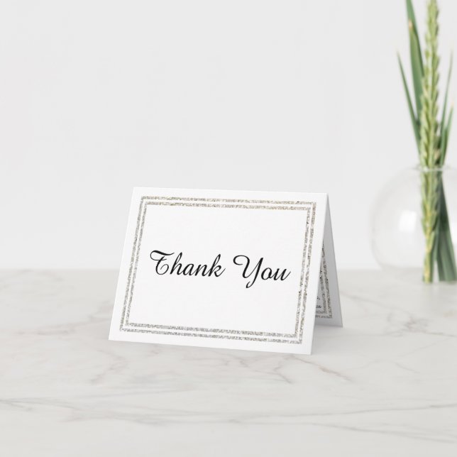 Chic Silver Glittered Trim - Danke Karte (Vorderseite)