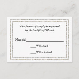 Chic Silver Glittered Trim - RSVP Card Karte