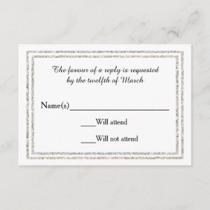 Chic Silver Glittered Trim - RSVP Card Karte