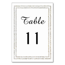 Chic Silver Glittered Trim - Table Card Tischnummer