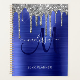 Chic Silver Glitzer Cobalt Blue Brushed Metal 2022 Planer