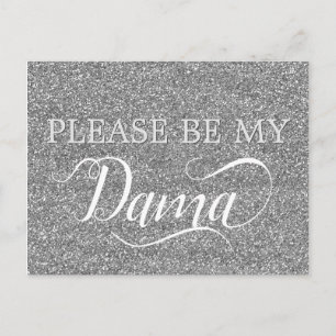Chic Silver Glitzer Dama Quinceanera Dama Vorschla Einladungspostkarte