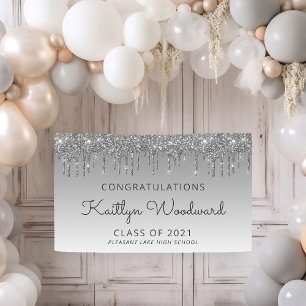 Chic Silver Glitzer Tropfen Abschluss Banner