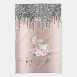 Chic Silver Glitzer Tropfen Mixer Blume Rose Gold Geschirrtuch