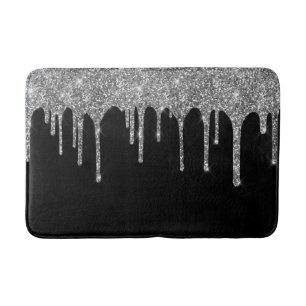 Chic Silver Glitzer Tropfen Sparkor Black Badematte