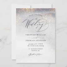 Chic Silver Gold Glitzern Watercolor Wedding