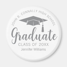 Chic Silver Gray Graduate Custom 2025 Abschluss Magnet