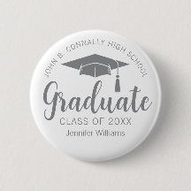 Chic Silver Gray Graduate Name Tag Abschluss