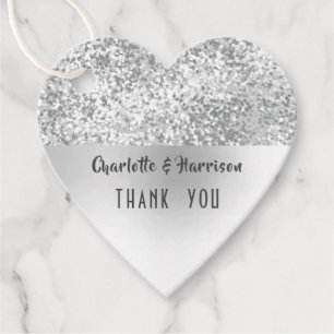 Chic Silver Gray Imitats Glitzer Geschenkanhänger