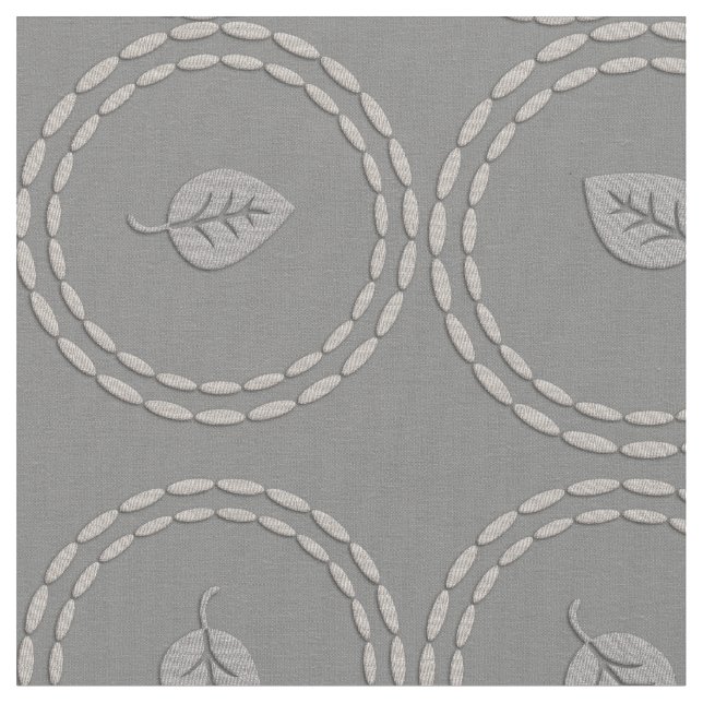 Chic Silver Gray Leaf Muster Stoff (Nahaufnahme)