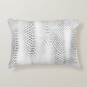 Chic Silver Gray White Snake Print Dekokissen