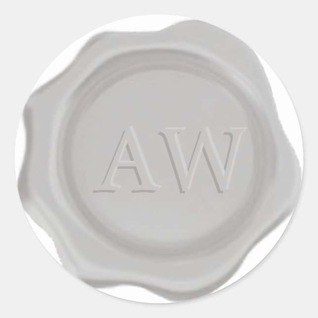 Chic Silver Grey Monogram Wedding Wax Siegel Runder Aufkleber (Vorderseite)
