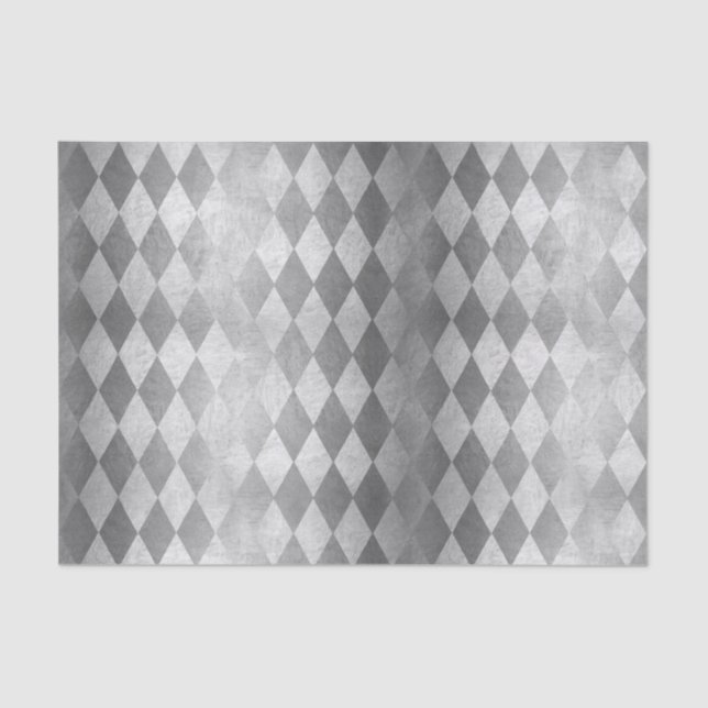 Chic Silver Harlequin Diamond-Musterpapier Seidenpapier (Vorderseite)