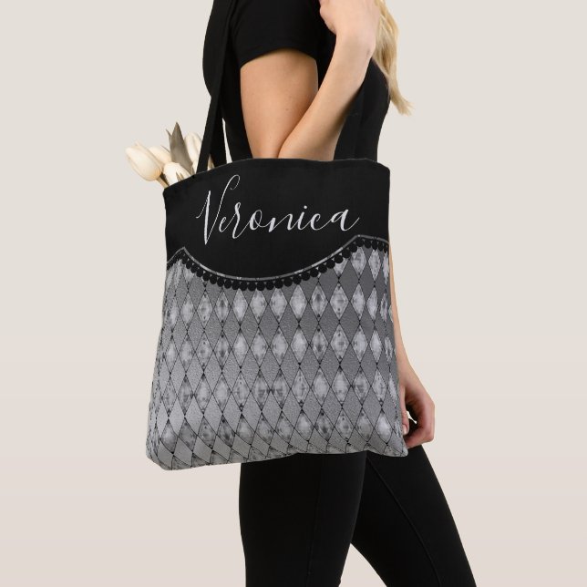 Chic Silver Harlequin Personalisiert Tote Bag (Von Nahem)