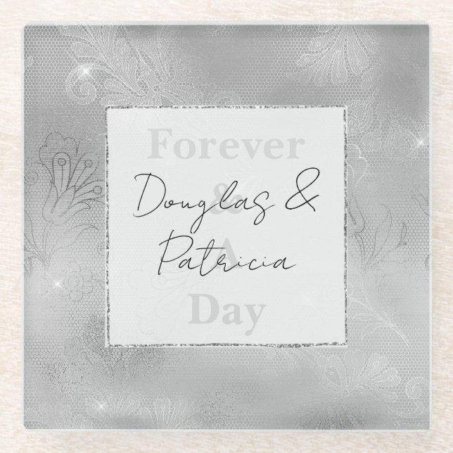 Chic Silver Lace Glasuntersetzer (Vorderseite)