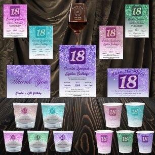 Chic Silver & Lila Glitzer 18. Geburtstagsgeschenk Schnapsglas