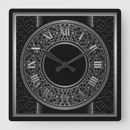 Chic Silver Medallion 2 Quadratische Wanduhr