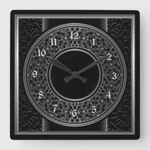 Chic Silver Medallion Quadratische Wanduhr