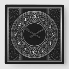 Chic Silver Medallion Quadratische Wanduhr