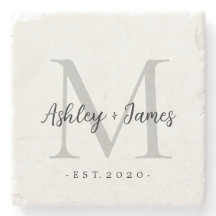 Chic Silver Monogram Script-Namen Hochzeitdatum