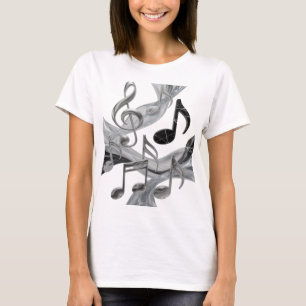 Chic Silver MUSIC IN MOTION Grafikdesign T-Shirt