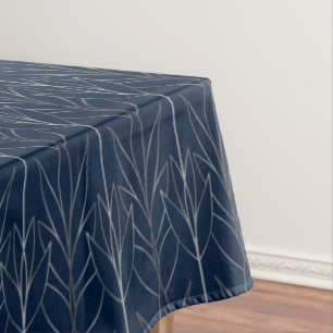Chic Silver Navy Blue Elegant Deko Luxury Klasse Tischdecke
