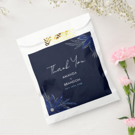 Chic Silver & Navy Blue Floral Wedding Geschenktütchen