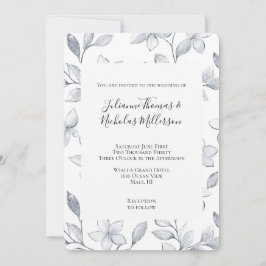 Chic Silver White Floral Wedding Einladung