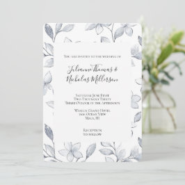 Chic Silver White Floral Wedding Einladung