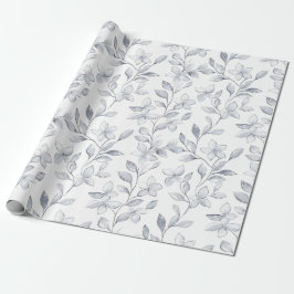 Chic Silver White Floral Wedding Geschenkpapier