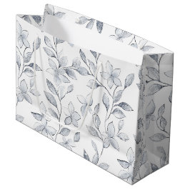 Chic Silver White Floral Wedding Große Geschenktüte