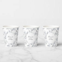 Chic Silver White Floral Wedding Pappbecher